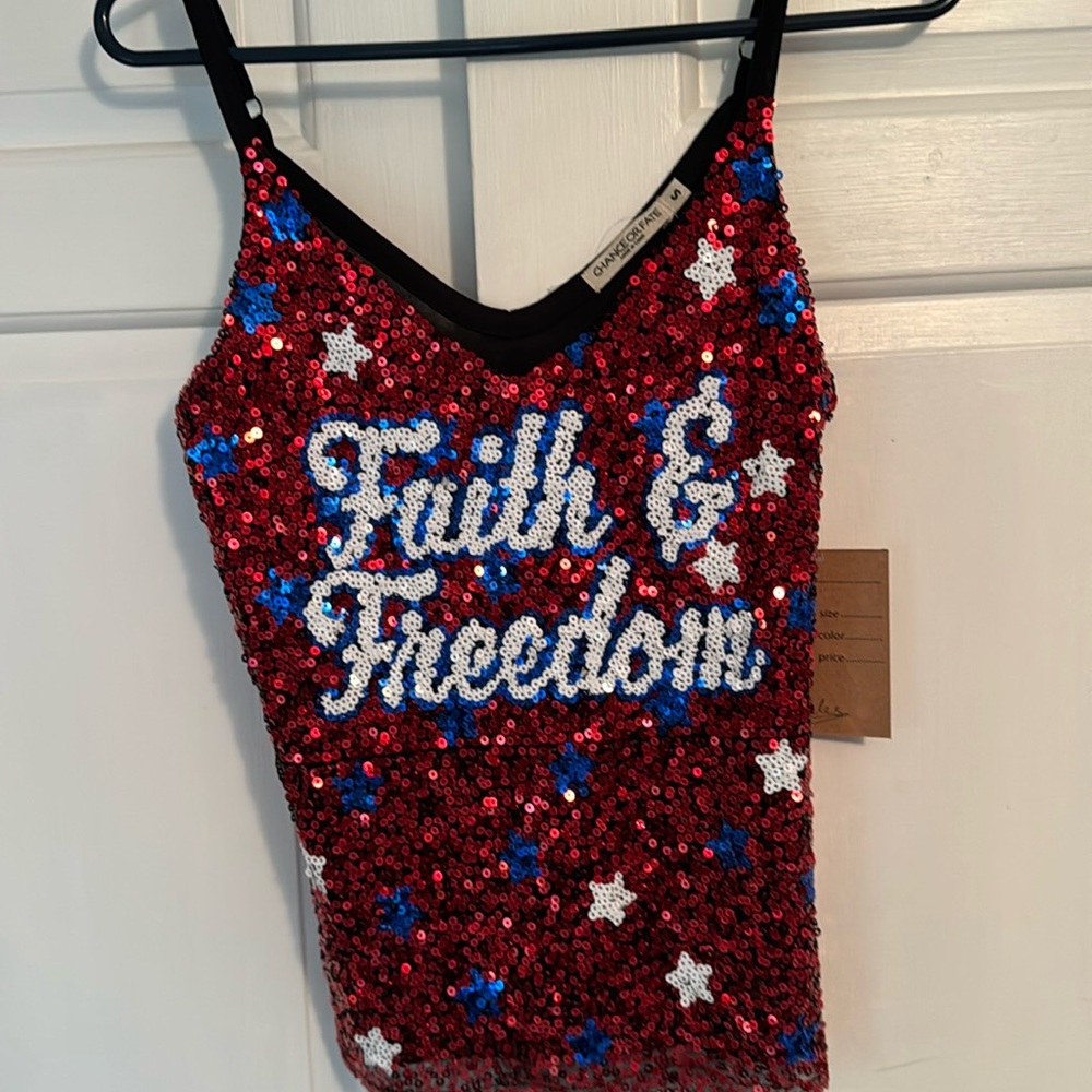 Faith and Freedom sequined tank
